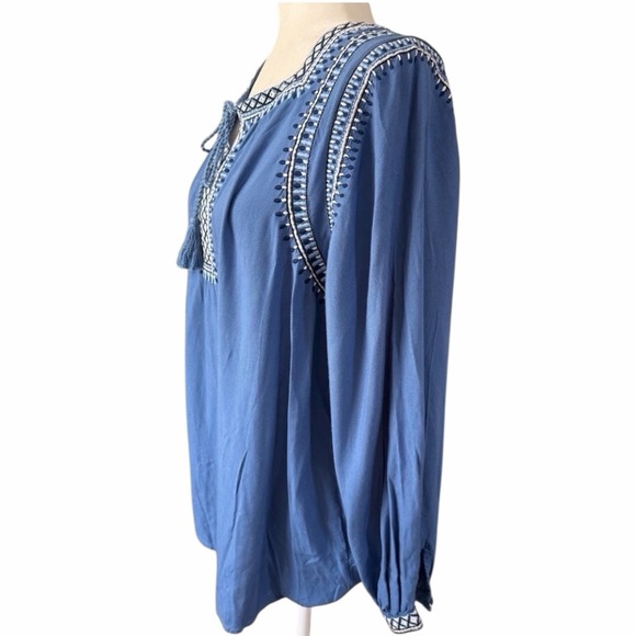 Woman Within Indigo Tunic with Embroidered Accents EUC PTP 24 - Picture 4 of 6